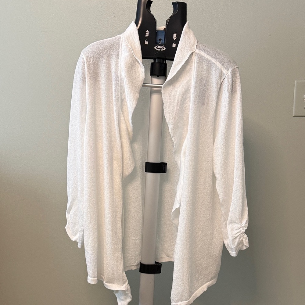 Chico's White Lightweight Open Front Cardigan
